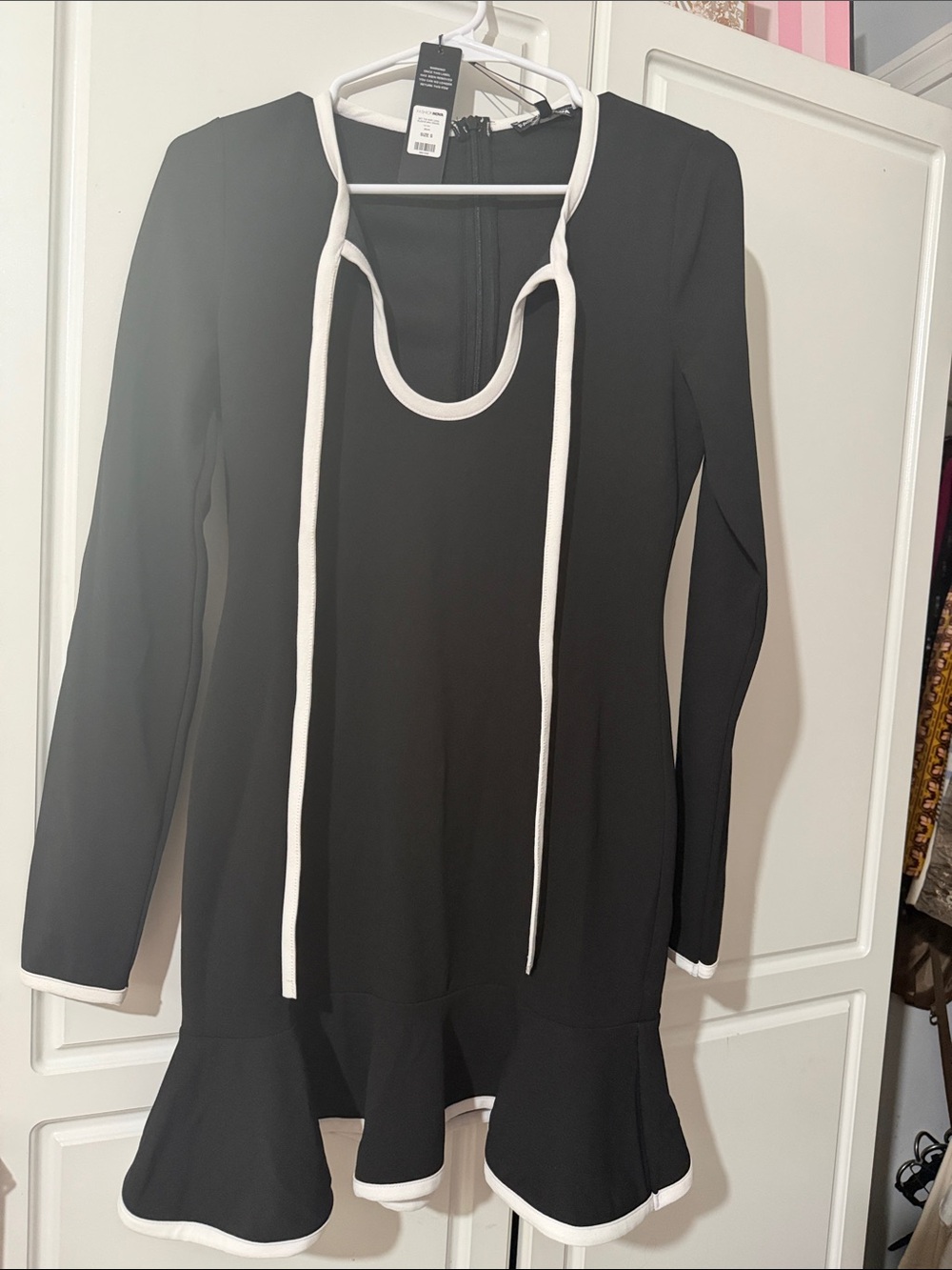 Fashion Nova Black Mini Dress with White Trim